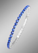 Elastisches Armband aus Edelstahl mit blauen Kristallen 