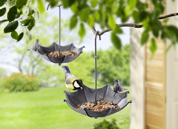 Vogelfutterstelle im 2er-Set GRAU-WEISS