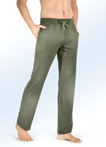 Zweierpack Schlaf- und Freizeithosen, lang, mit Durchzugsband und Seitentaschen 1X OLIV, 1X SCHWARZ