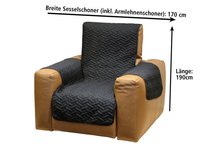 Wende-Schoner f&uuml;r Sessel oder Sofa SCHWARZ-GRAU