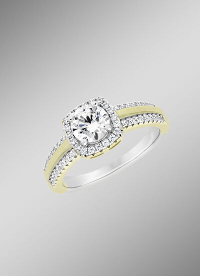 Damenring im Bicolor-Design mit synth. Zirkonia 