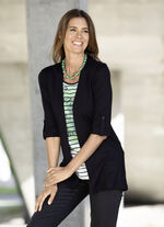 Schwarzes Longshirt in Jacken-Optik 