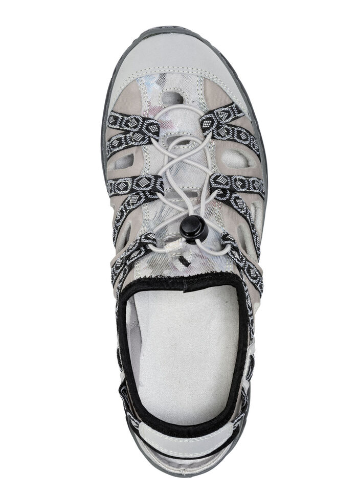 ELENA EDEN Sandale mit Textilbordüre GRAU-TAUPE