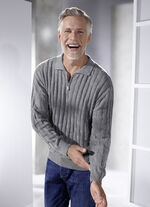 Polopullover mit kurzem Reißverschluss in 3 Farben GRAU MELIERT