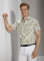 Bedrucktes "Milano Italy"-Hemd KHAKI-WEISS