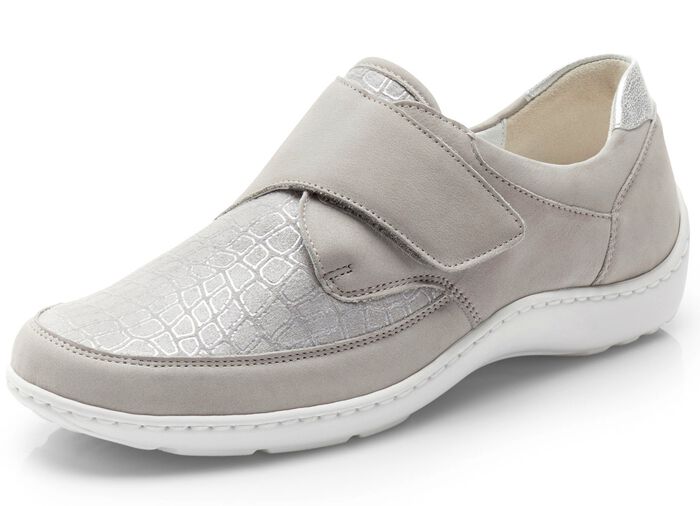 Waldl&auml;ufer, bequeme Damen-Slipper, Weite H, mit herausnehmbarem Fu&szlig;bett STEINGRAU