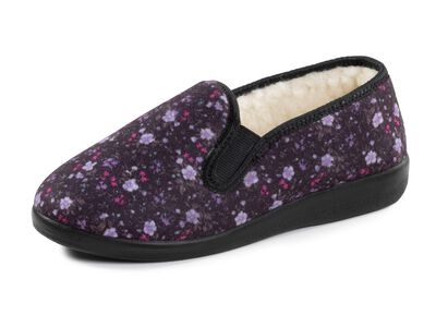 Warme Damen-Hausschuhe, Weite H, mit Wolle 