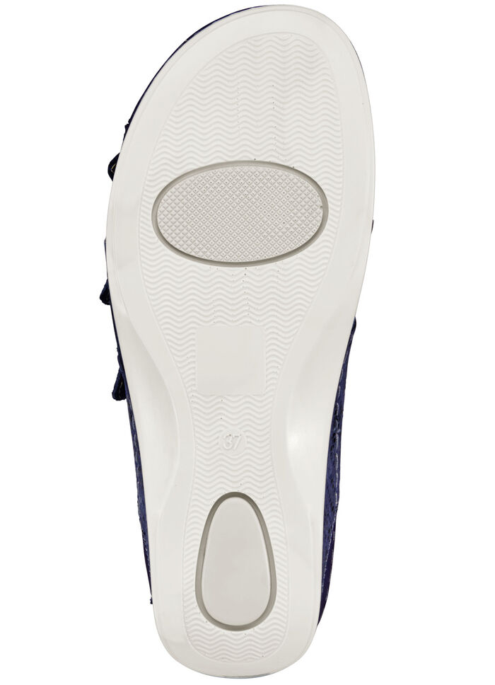 Mubb, bequeme Damen-Pantoletten, Weite H, mit herausnehmbarem Fußbett BLAU