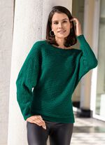 Pullover in Fledermausform SMARAGDGR&Uuml;N