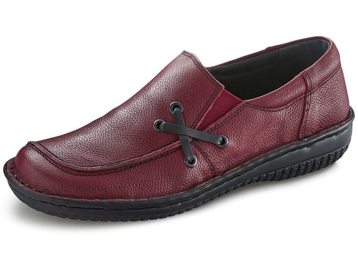 Slipper mit schwarzem Lederdurchzug BURGUND