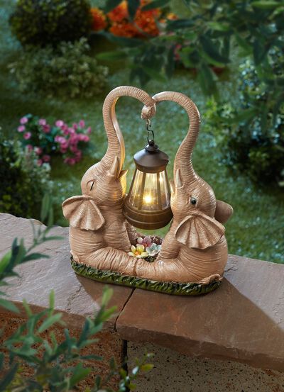 Elefantenduo mit Solarlaterne 