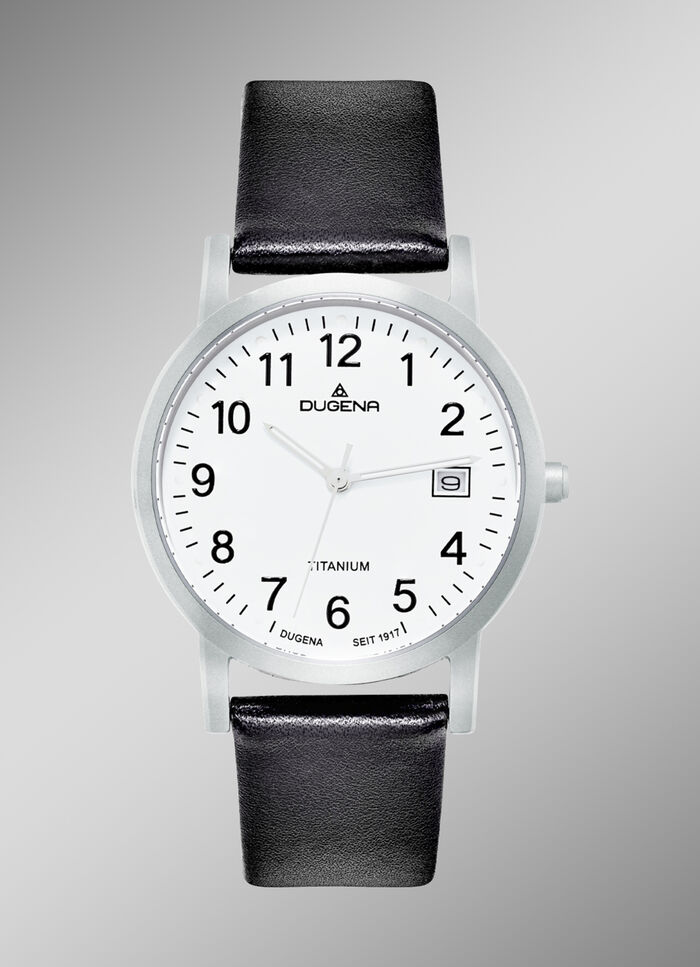 Herrenuhr mit Titangehäuse und Lederband 