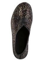 Hausschuh aus bedrucktem Samt in Leo-Muster SCHWARZ-BRONZE