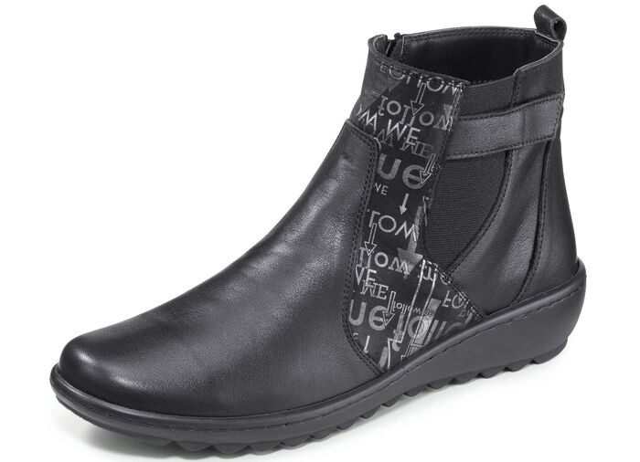 Gemini Stiefelette aus teilweise bedrucktem Rind-Nappaleder SCHWARZ
