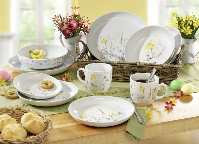 Kombi-Service mit Wiesenblumen-Motiv, 10-teilig 