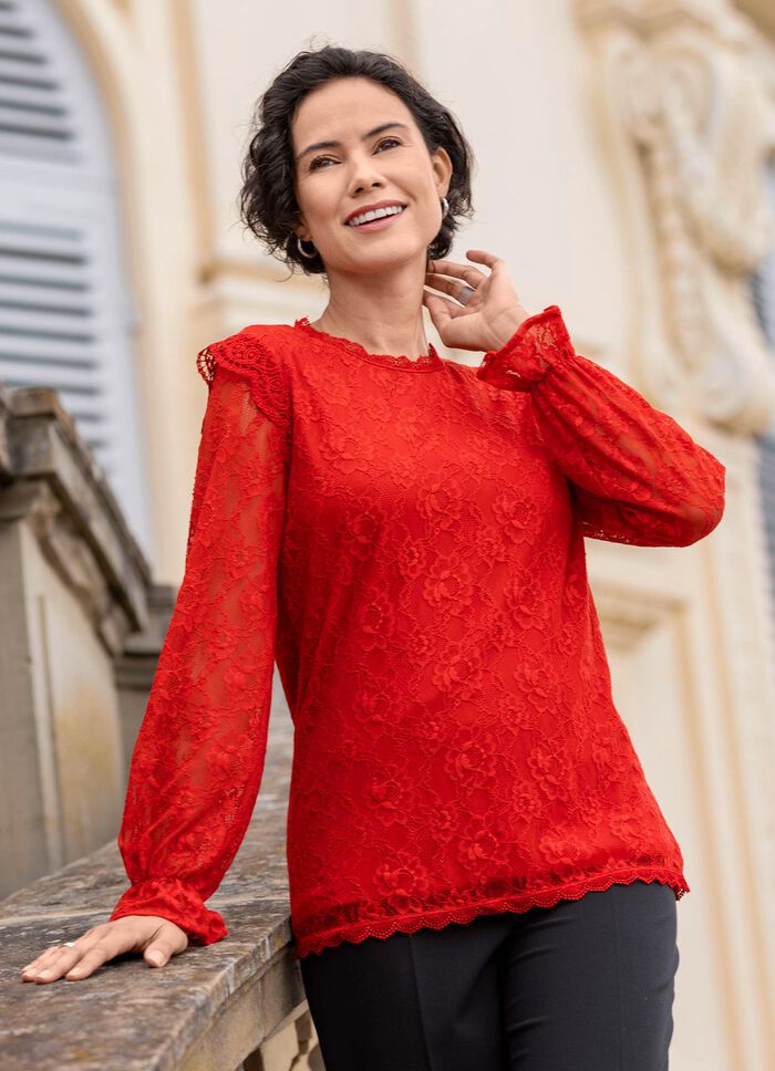 Spitzenshirt in 2 Farben ROT