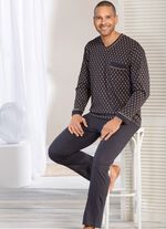 Schlafanzug mit V-Ausschnitt und offenen Abschl&uuml;ssen 