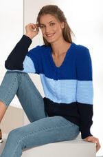 Pullover in Color-Blocking ROYALBLAU-HELLBLAU-MARINE