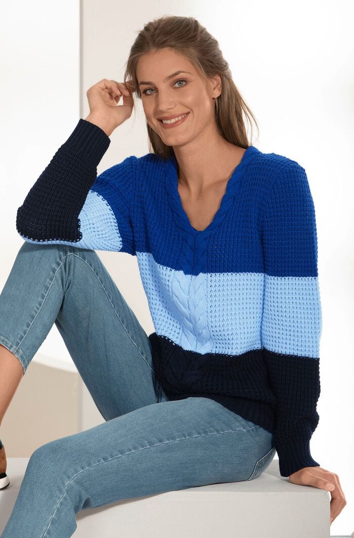 Pullover in Color-Blocking ROYALBLAU-HELLBLAU-MARINE