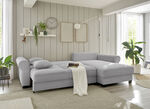 Moderne Polsterecke mit Bettfunktion HELLGRAU