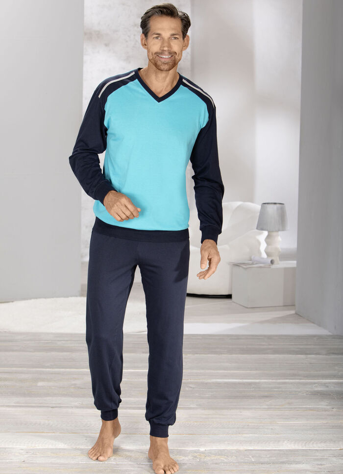Zweierpack Schlafanzüge mit V-Ausschnitt und Bündchenabschlüssen  
