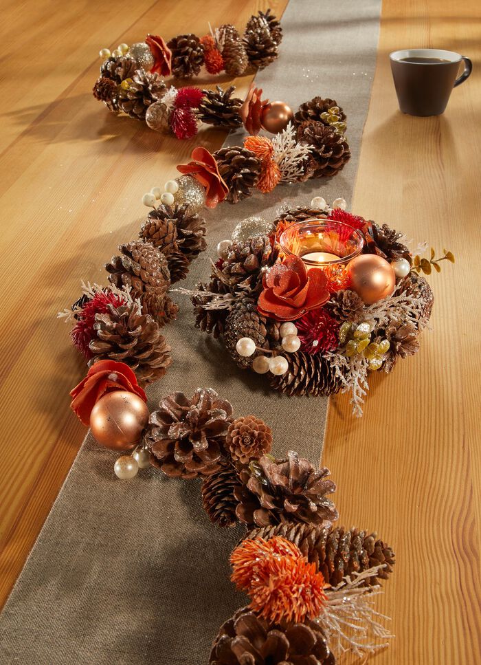 Natur-Teelichthalter mit echten Zapfen 