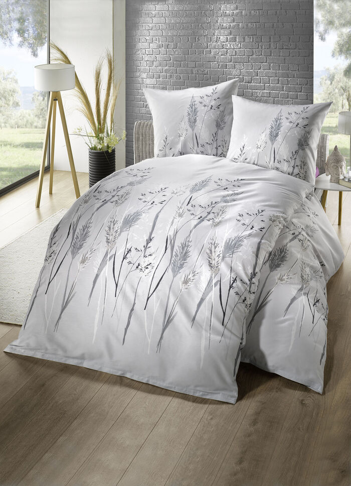 Stilvolle Bettw&auml;sche-Garnitur mit Rei&szlig;verschluss HELLGRAU