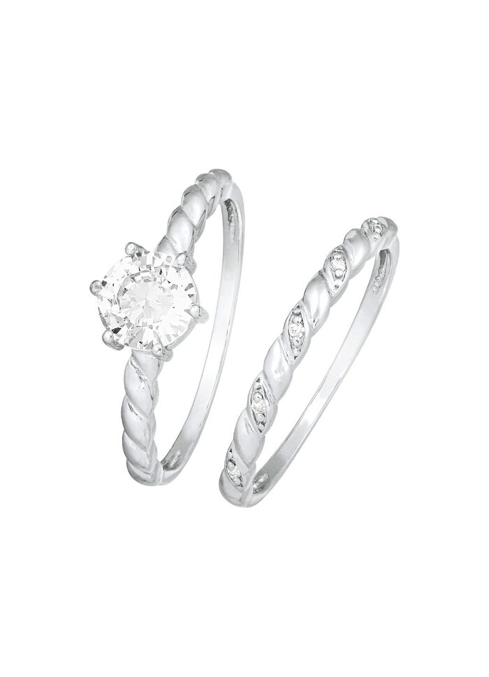 2-teiliges Ring-Set mit synth. Zirkonia 