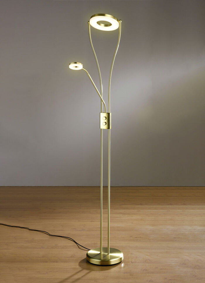 LED-Deckenfluter mit Lesearm MESSING MATT