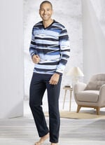 Schlafanzug mit V-Ausschnitt und offenen Abschlüssen 