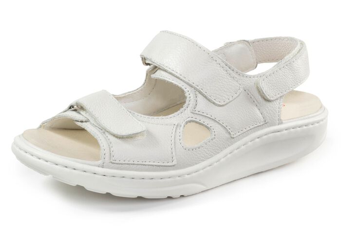 Waldl&auml;ufer, bequeme Damen-Sandalen, Weite H, mit herausnehmbarem Fu&szlig;bett NATURWEISS