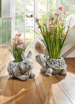 Grasbund in Topf aus Magnesia ROSA-GR&Uuml;N