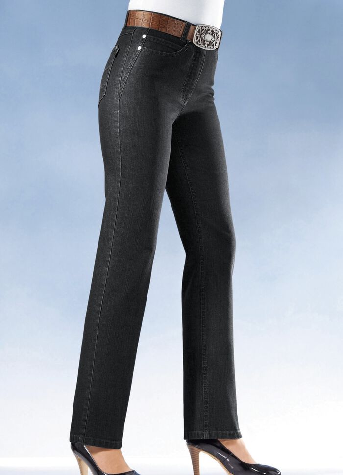 Bauchweg-Jeans in 8 Farben SCHWARZ