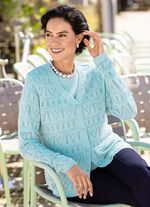 Strick-Twinset mit Ajourakzenten 