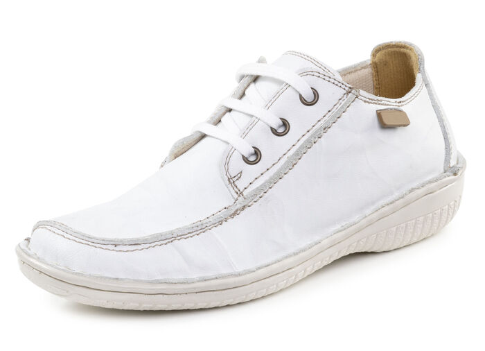 ELENA EDEN Schnürschuh aus Nappaleder mit Knitter-Struktur WEISS