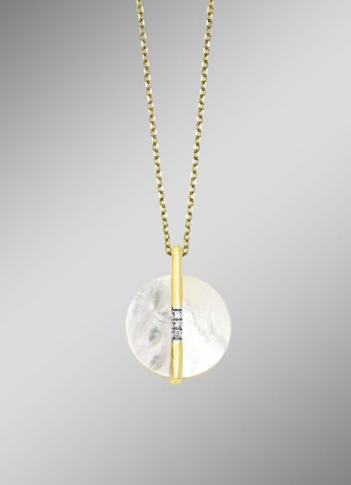 Zarte Eleganz: Anh&auml;nger mit echt Perlmutt und Ankerkette 