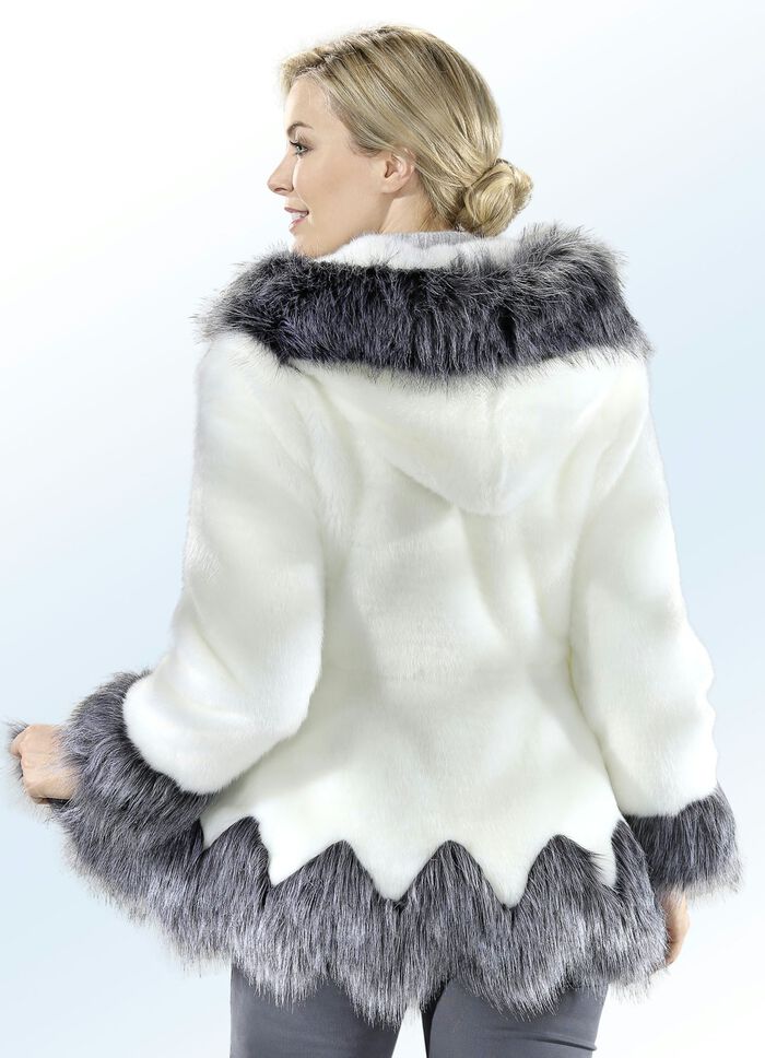 Jacke mit langflorigen Kunstpelz-Bes&auml;tzen 