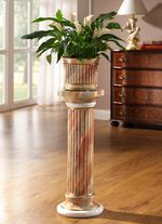 Handgefertigte und handbemalte S&auml;ule mit &Uuml;bertopf MARMOROPTIK