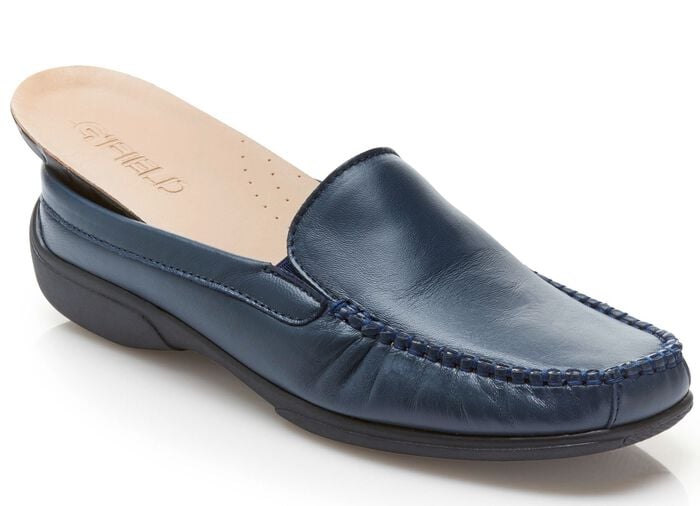 ELENA EDEN Mokassin Sabot mit seitlich eingesetzen Gummiz&uuml;gen MARINE