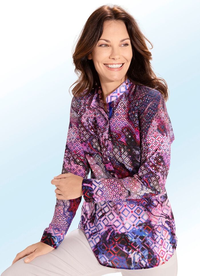 Transparente Tunika mit Inkjet-Druck 