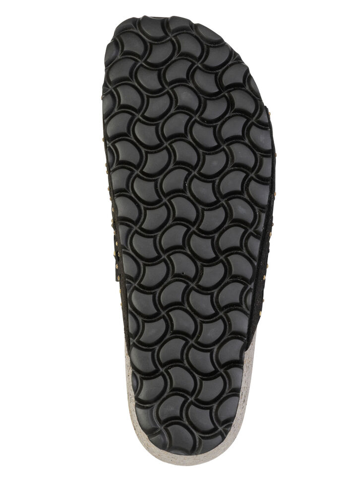 ELENA EDEN, leichte Damen-Pantoletten, Weite G, mit Lederfußbett SCHWARZ