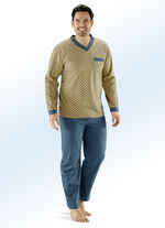 Schlafanzug mit V-Ausschnitt und aufgesetzter Brusttasche 