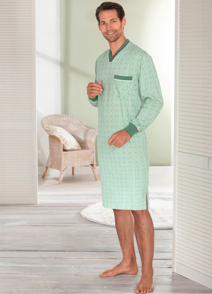 Nachthemd mit V-Ausschnitt und Brusttasche 