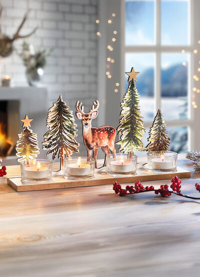 Teelichthalter Hirsch im Wald 