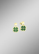 Kleeblatt-Ohrstecker mit echt Malachit 