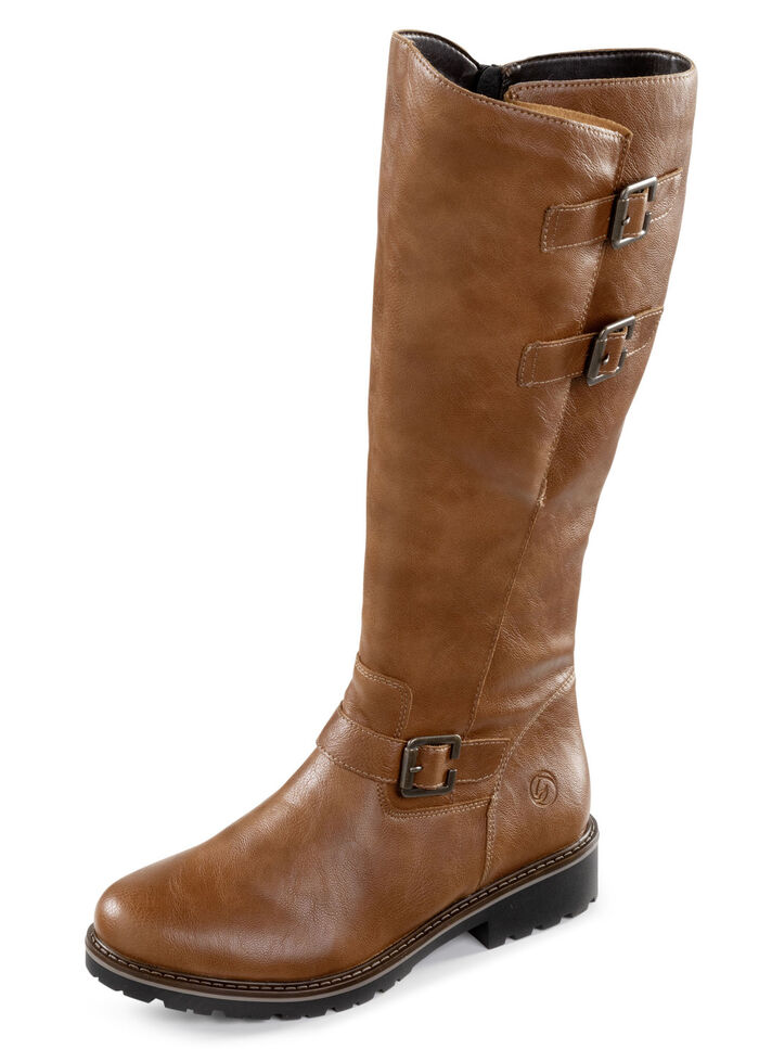 Remonte, gefütterte Damen-Stiefel, Winterschuhe, Weite G, mit Lammfell COGNAC
