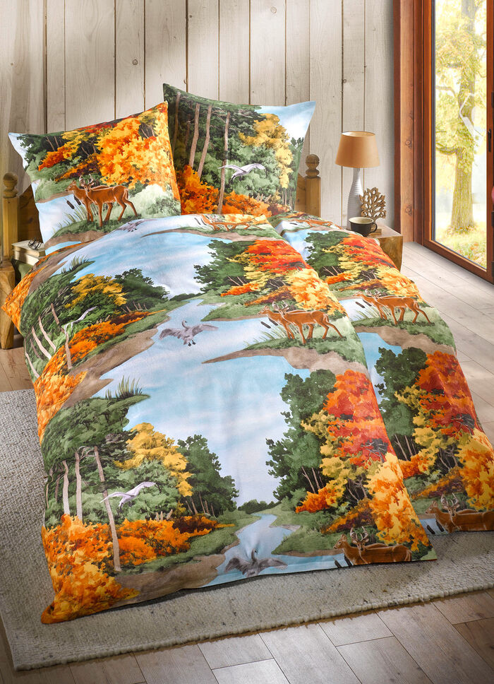 Naturnahe Bettwäsche-Garnitur in Biber-Qualität 