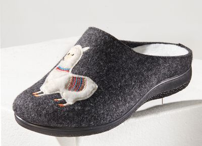 Kuschelwarme Hausschuhe mit Lama-Applikation 