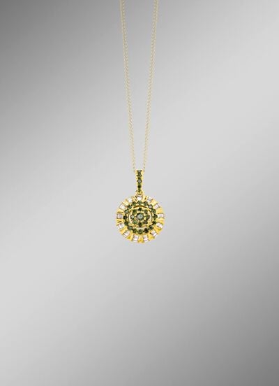 Anh&auml;nger mit Brillanten und Baguette-Diamanten 