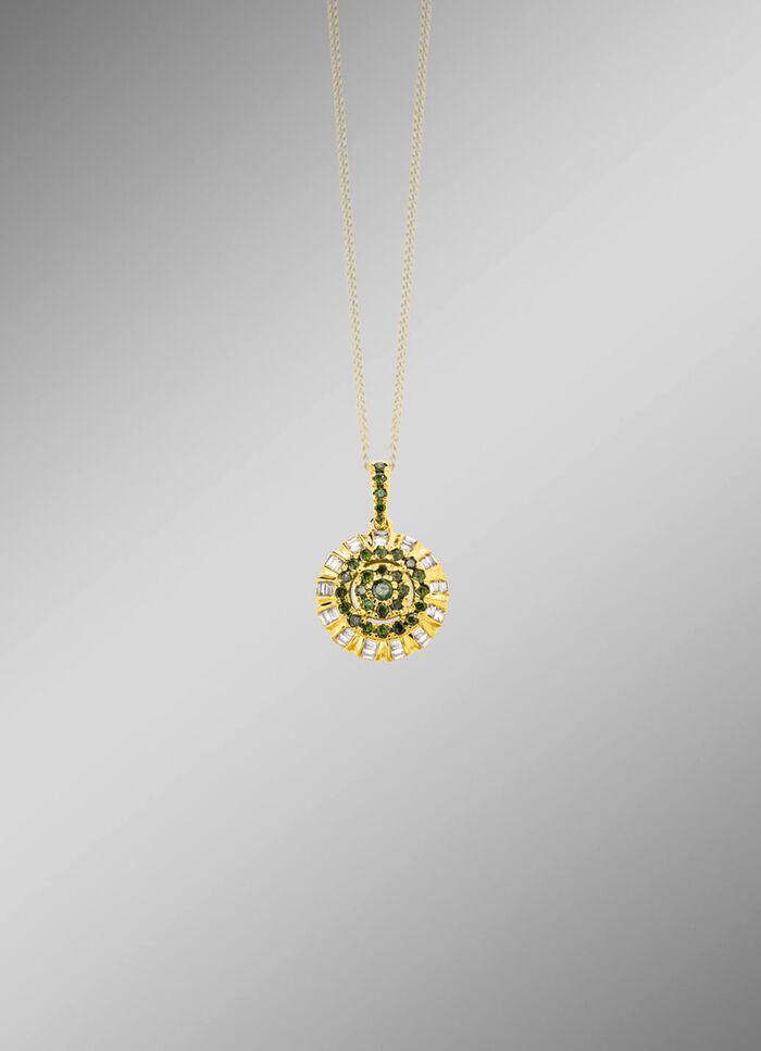 Anh&auml;nger mit Brillanten und Baguette-Diamanten 